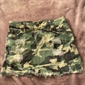 CAMO GREEN KIDS TRACTR DENIM SKIRT